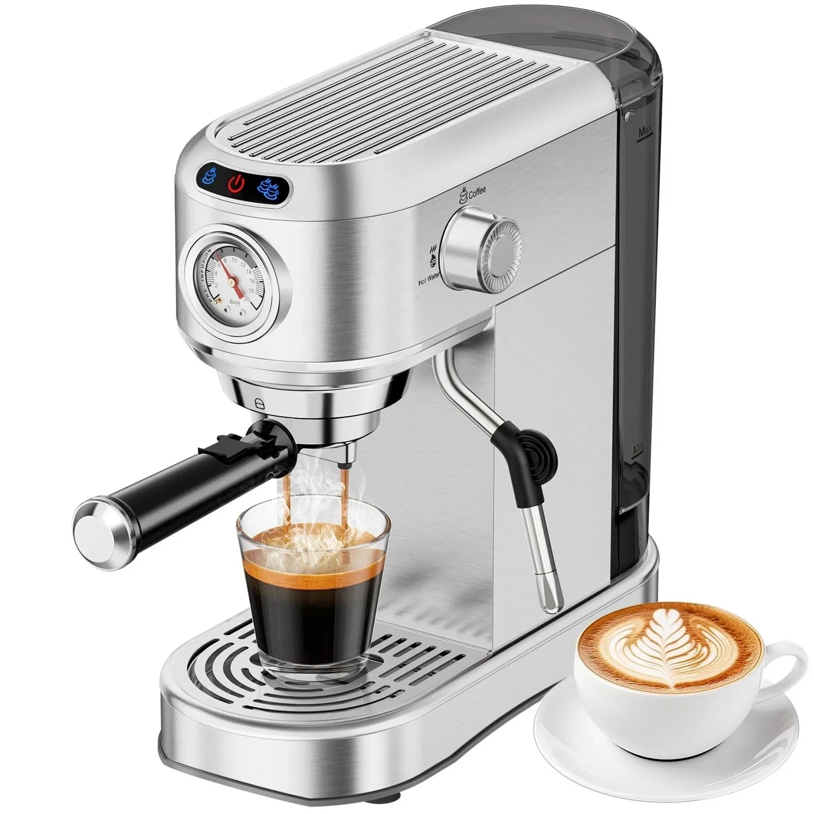 Espresso Machine 20 Bar, Compact Maker, Stainless Steel with Milk Frother New
Opens in a new window