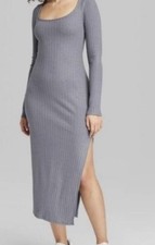Wild Fable Rib Knit Bodycon Midi Dress NWT Slate Gray Women s Small L