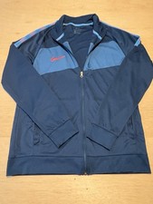 Nike Jacket Men Large Navy Blue Orange Logo Dri-Fit Full Zip Fleece