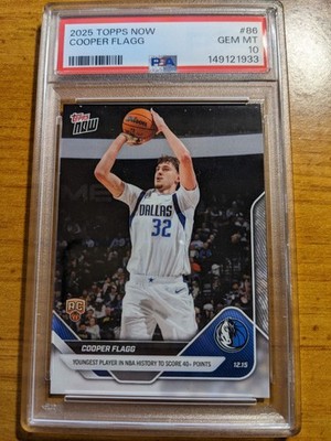 Cooper Flagg 2025-26 Topps Now #86 Youngest Player 40+ Points Rookie PSA 10  