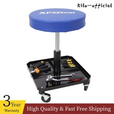 250lbs Pneumatic Rolling Mechanic Stool Adjustable Creeper Garage with Tool Tray