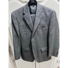 Chaps Wool Suit Gray 40R Blazer 34x32 Dress Pants Classic Two Button