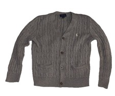 Polo Ralph Lauren Y2K Button Front Cardigan Cable Knit Kids M/7 Measurements Pic
