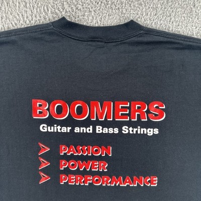 Vintage GHS STRINGS Boomers Guitar And Bass Strings Mens Large Black T Shirt 90s