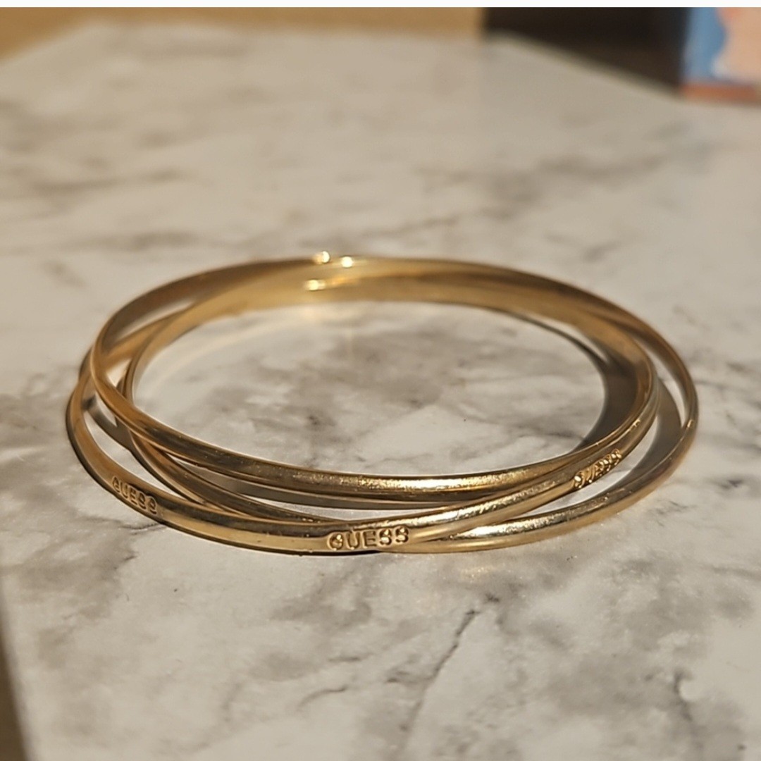 Guess basic gold bracelet Bangle, Engraved With G… - image 1