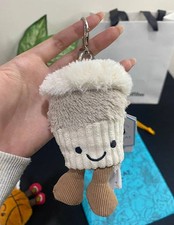 Jellycat Amuseables Coffee To Go Bag Charm Plush Keychain - NWT Dust Bag Gift