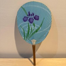 Japanese fan with purple flower design, Meiji period