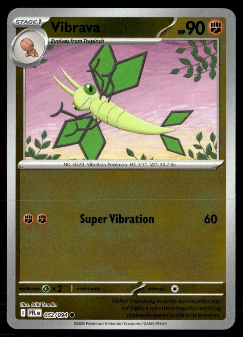 2025 Phantasmal Flames Vibrava #52 Reverse holo Pokémon 62R1