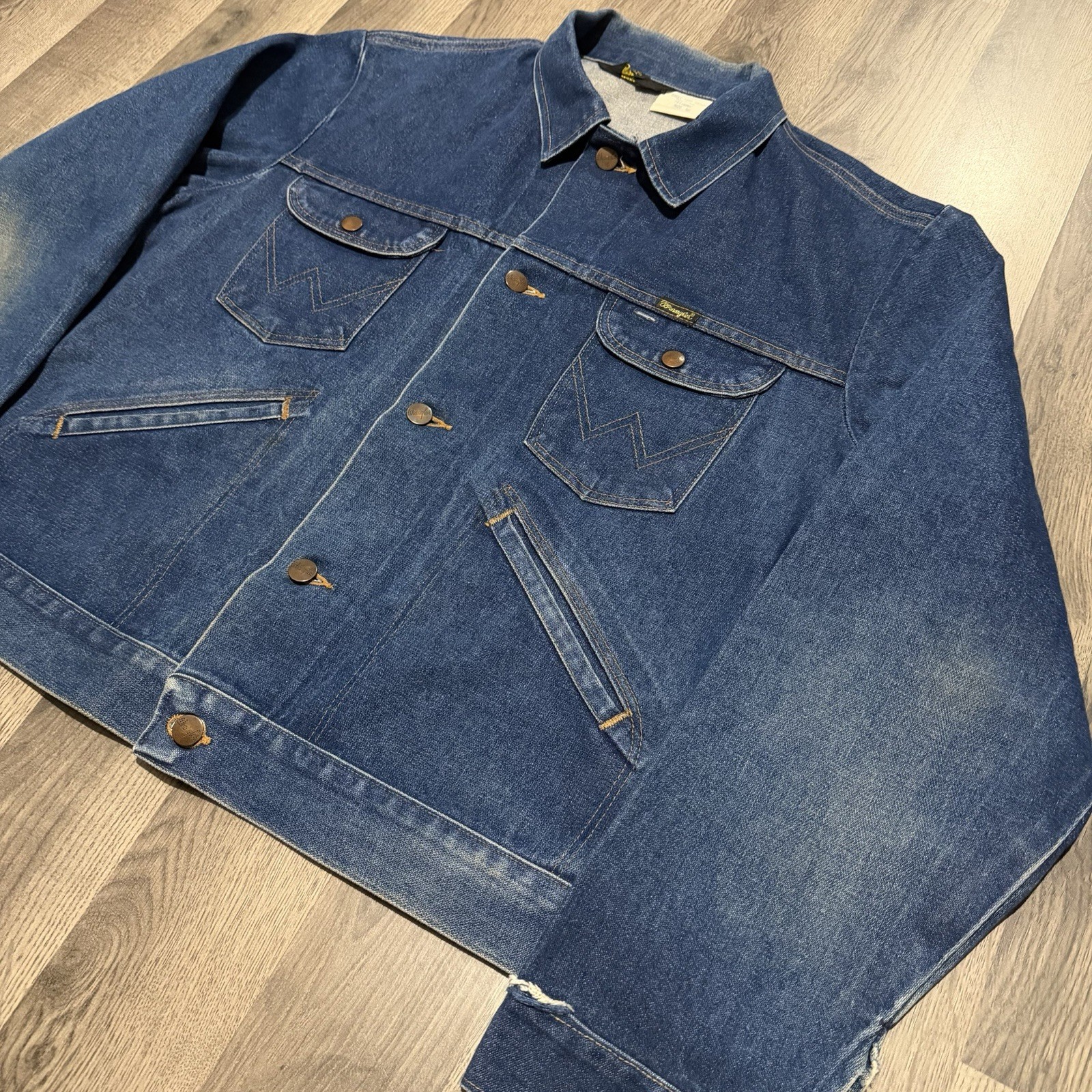 Vintage Wrangler No Fault Denim Jacket 74126NV Made in USA Size 46 Trucker 70’s thumbnail 4