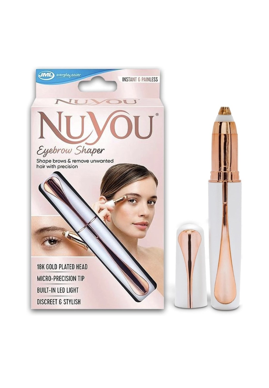 JML NuYou Eyebrow Shaper - Precision Hair Remover - Small - Gold - Image 2
