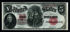 1907 $5 WOODCHOPPER LARGE Size CRISP AU+ Legal Tender United States Note!