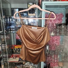 NWT $136 Lola & Sophie Women's Bronze Camisole Vegan Leather Medium Made In USA