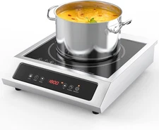 1800W Professional Commercial Induction Cooktop: 120V Stainless Steel Counter...