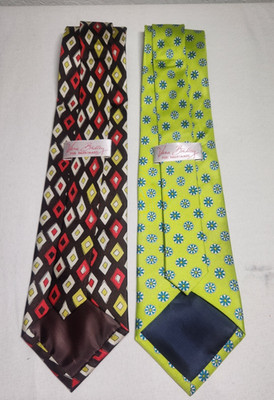 Vera Bradley for Baekgaard Men s Silk Tie Set Lot of 2 Geometric & Floral...