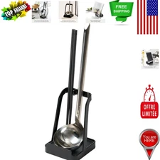 Effortless Organization: Black Powder Coated Ladle and Lid Rest for Cooking