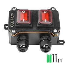 Waterproof On Off Toggle Switch Double Switch/outlet With Red Light Rocker Butto