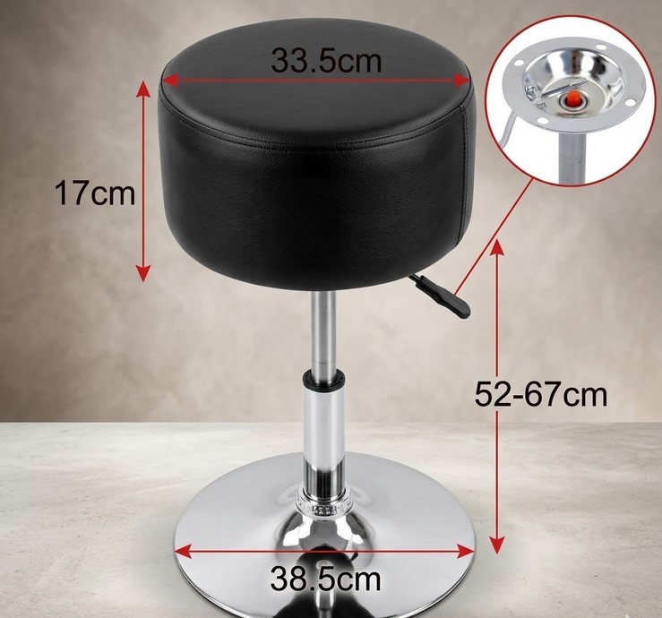 Tabouret de salon réglable avec assise ergonomique rembourrée et base pivotante 360