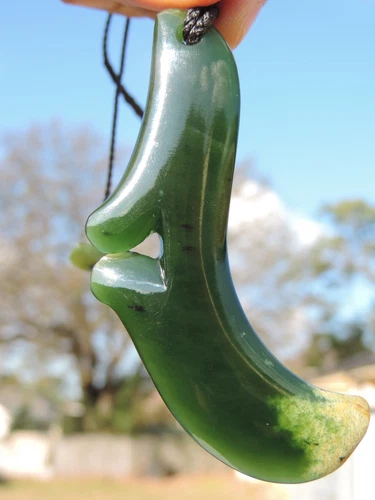 Stylised Pounamu Marsden F Jade New Zealand Greenstone Freeform Nephrite Pendant