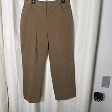 Talbots Women's Suede Like Laser Cut Brown Pants Size 14