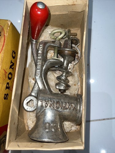 Vintage Spong National Mincer Chopper wooden handle UK Collectibles Advertising. - Picture 8 of 10
