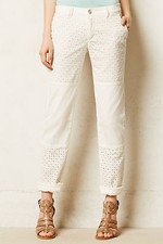 Pilcro Hyphen Eyelet Chinos Pants Size 26/2, 32/14 White NW ANTHROPOLOGIE Tag