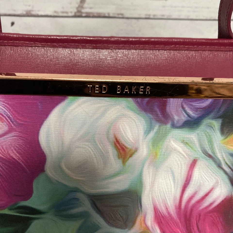 Bolso de Mano Ted Baker London Lillyia Floral Estampado en Remolino Cuero Grande Fucsia Foto 2 de 4