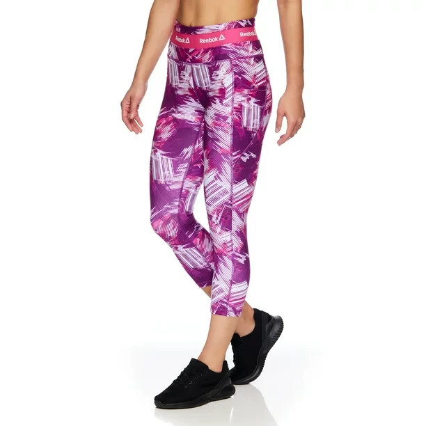 Purple Reebok Womens Yoga Pants Reebok X Cardi B Insert Logo