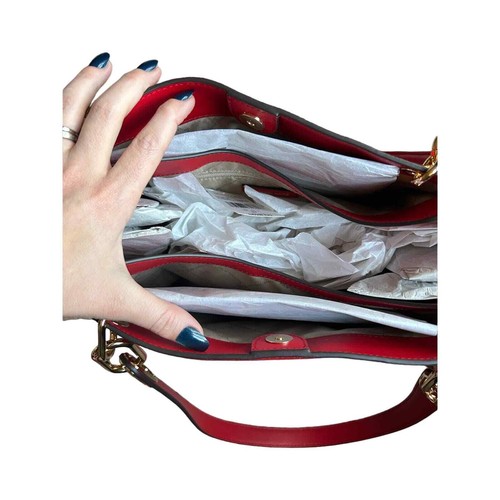 Michael Kors Trisha - Bolso de hombro grande de cuero guijarros en bolso rojo brillante - Imagen 6 de 9