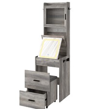 Small Vanity Desk with Mirror and LED Lights Makeup Table with Charging Station