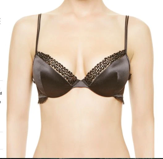 Nuevo con etiquetas Conjunto de bragas sujetador La Perla negro satinado brillante soutache 36C/L cuentas $832 Foto 2 de 4