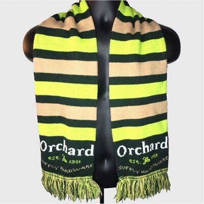 #ad ORCHARD SUPPLY HARDWARE OSH Store Employee Striped Green Tan Fringe Scarf $28.50