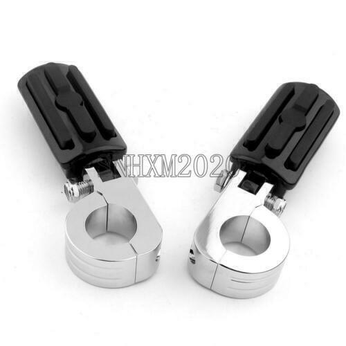 Highway Foot Pegs With Clamps For Harley Touring – Road King, Street Glide – Chrome/Black, Aluminum & Rubber