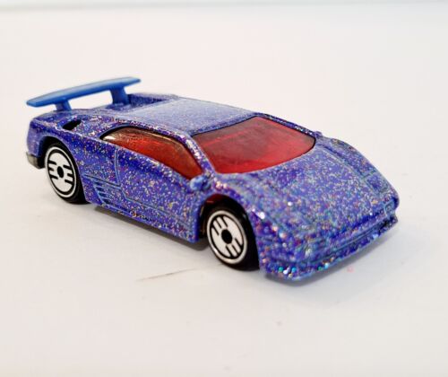 Hot Wheels 1990 Lamborghini Diablo Glitter Blue Red Windows Rolls Good Pictures