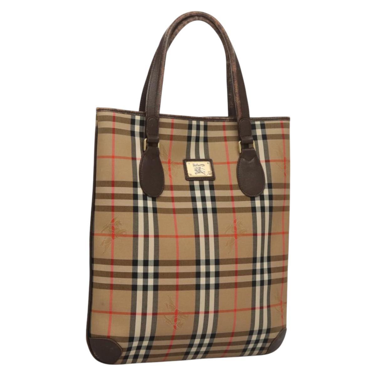 24AW new/Burberry チェック柄キャンバストートバッグ Bag Brown Burberrys Nova Check Tote Bag Canvas Beige Gold Auth ep8331