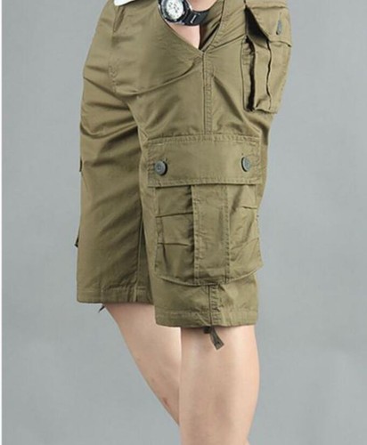 Pantalones Cortos Para Hombre Mezcla Algodón Bolsillos Carga Transpirables Informales Ejército Verano Pantalones Nuevos - Imagen 18 de 19