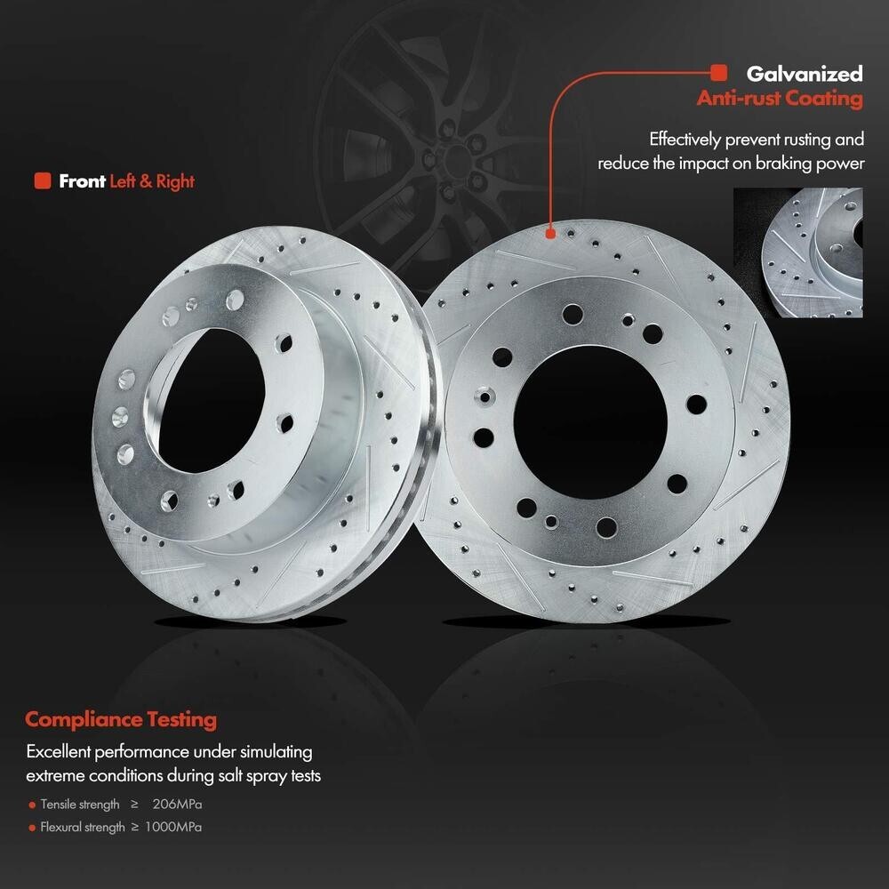 Front Drilled Brake Rotors & Ceramic Pads for Chevy Silverado 2500 HD