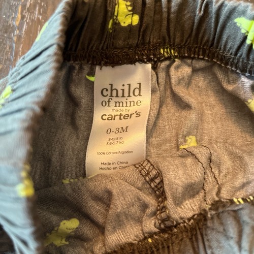 Infant Size 0-3 Months Child of Mine Carter's Green T Rex Dinosaur Dino Shorts - Picture 3 of 4