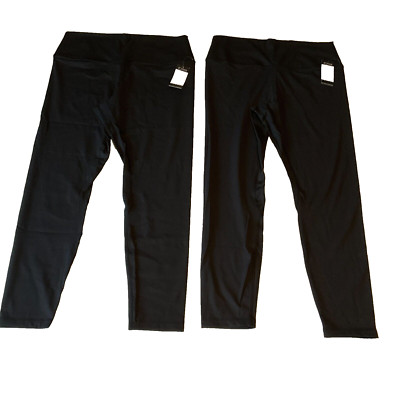 Sofia Active Leggings Womens Size XL 16-18 Black High Waist Wicking 2 Pair