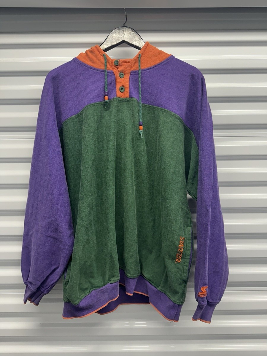 Vintage 90s Starter Colorblock Hoodie S2 XL Urban Tri Tone Striped