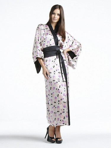 Vintage Myla Jasmine Silk Kimono Robe Dressing Gown Freesize