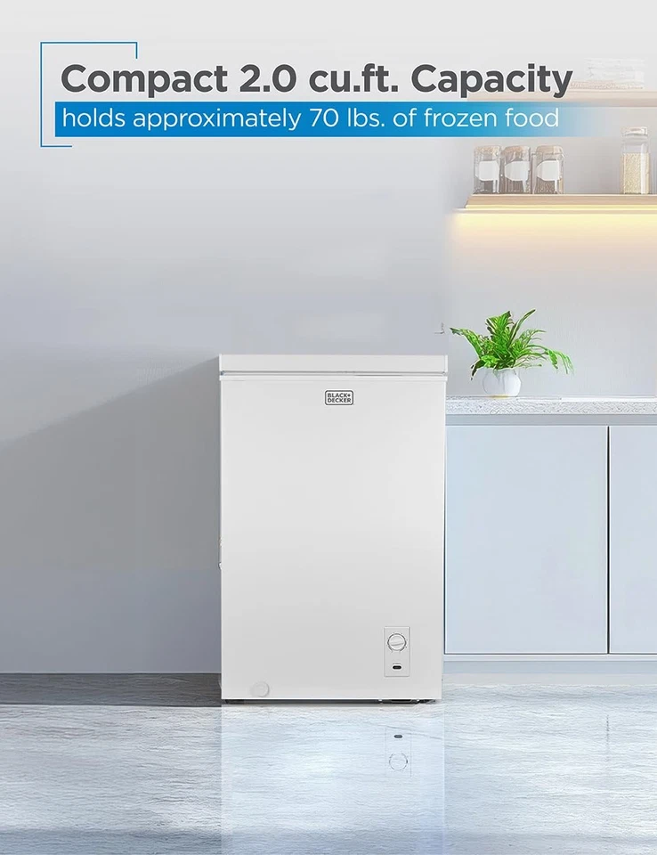 CHEST FREEZERS 2.0-2.7 Cu. Ft. Removable Storage Basket, Manual Defrost, White - Image 3 of 4