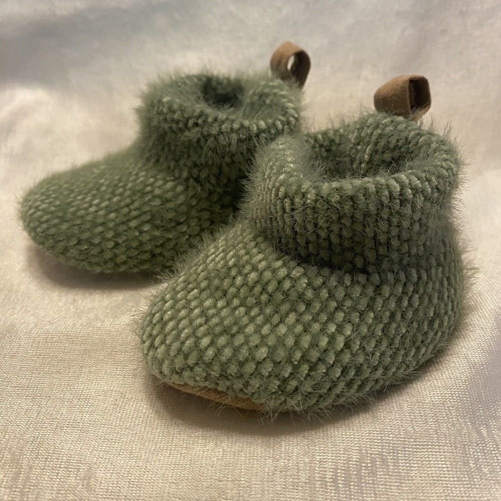 Baby Boy Girl Booties Cloud Island 0-3 Months Olive Green Soft Slippers