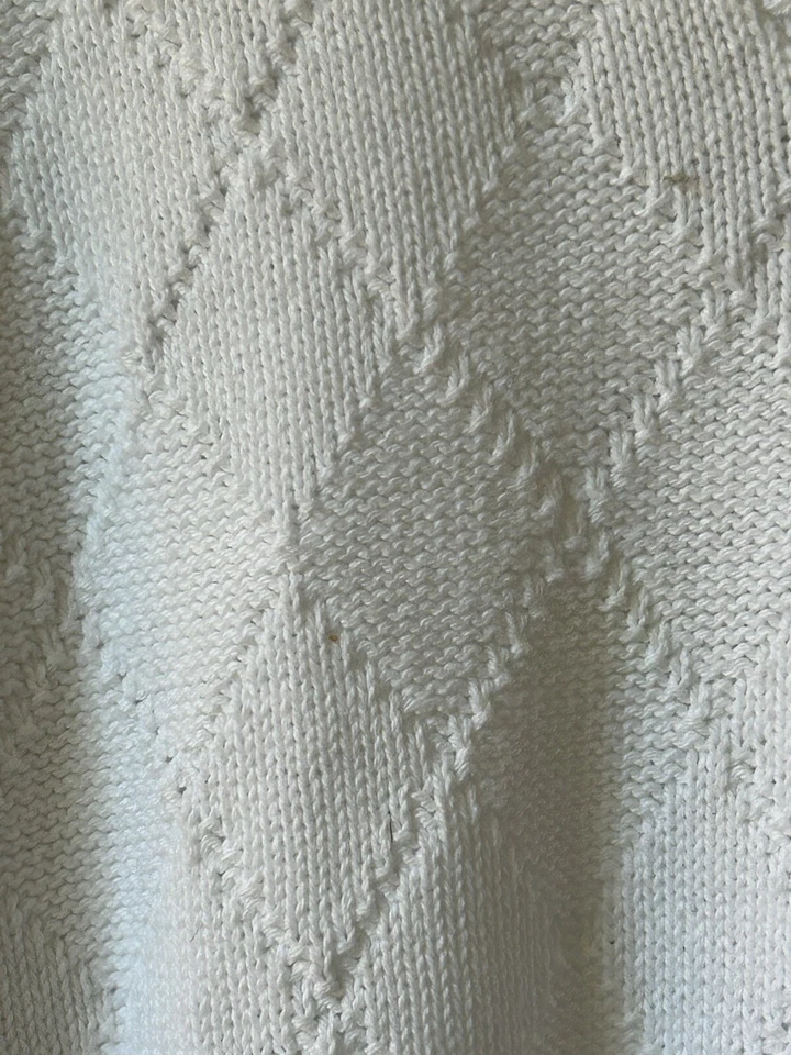 VTG Chelsea Gardens Cotton Sweater White W/ Striping Preppy Tennis Old Money L - Image 4 of 4