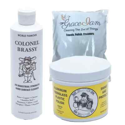 Colonel Brassy Chrome Metal Polish Major Shine 2 Large Microfiber cleaning Cloth