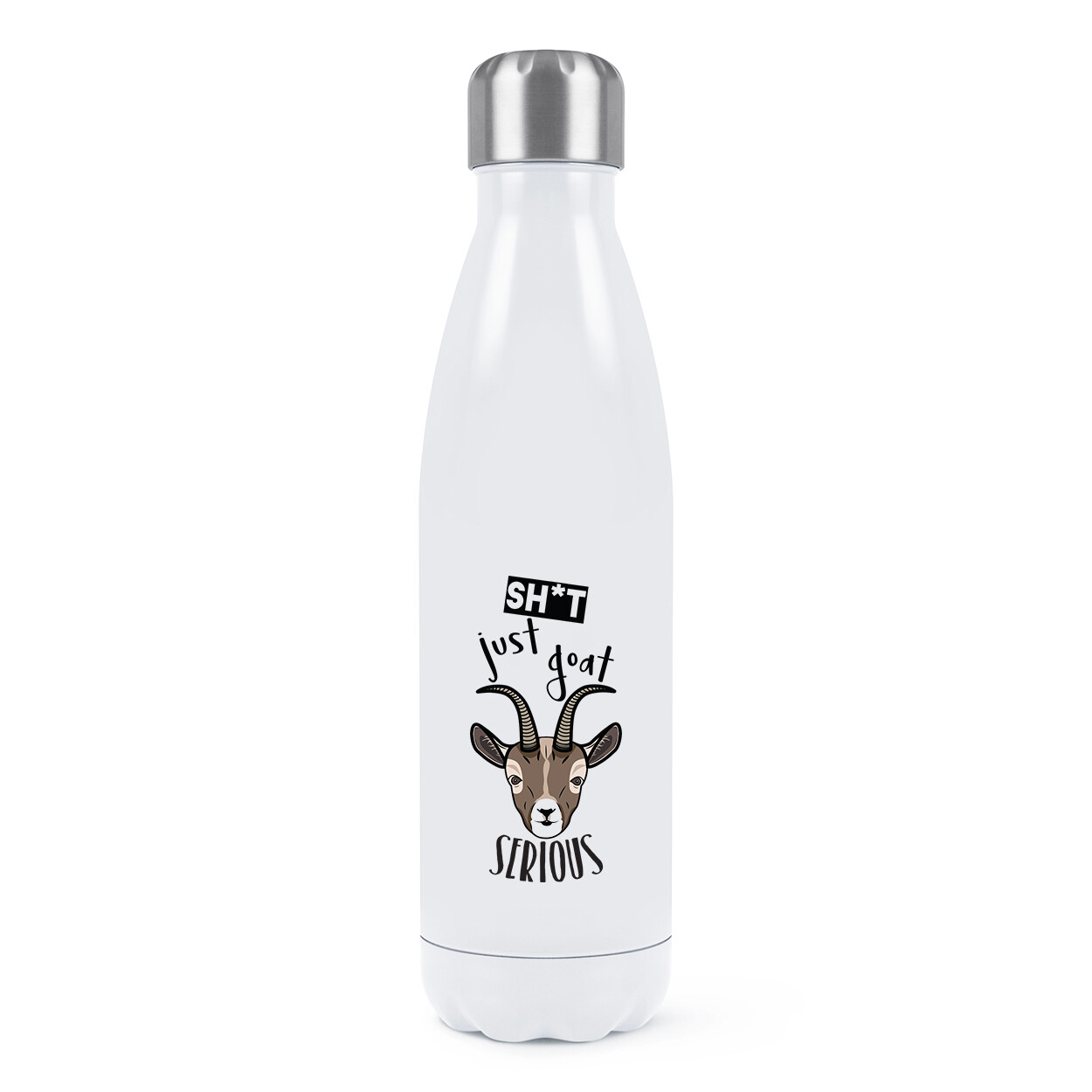 Sh-t Just Goat Serious Double Wall Water Bottle Funny Animal Joke Rude