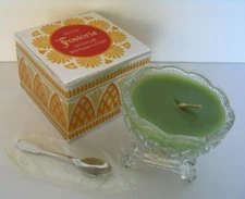 VTG Avon Fostoria Salt Cellar With Bayberry Candle & Sealed Spoon NEW IN BOX