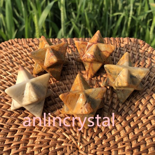1pc Natural Carved Crazy agate Merkaba Star Quartz Crystal Reiki Pendant gift - Picture 13 of 18
