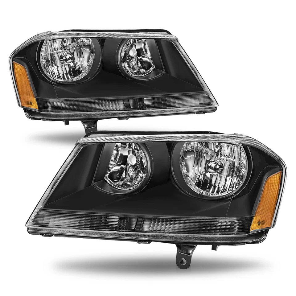Conjunto de faros para Dodge Avenger 2008-2014 carcasa negra ámbar lámpara de esquina Foto 2 de 4
