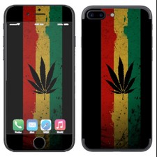 Skin Decal Vinyl Wrap for Apple iPhone 7 PLUS / Rasta Weed Pot Leaf Red