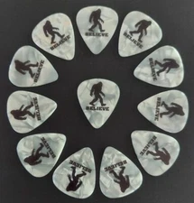 Bigfoot Sasquatch Believe on Pearl Guitar Picks (12 Picks)